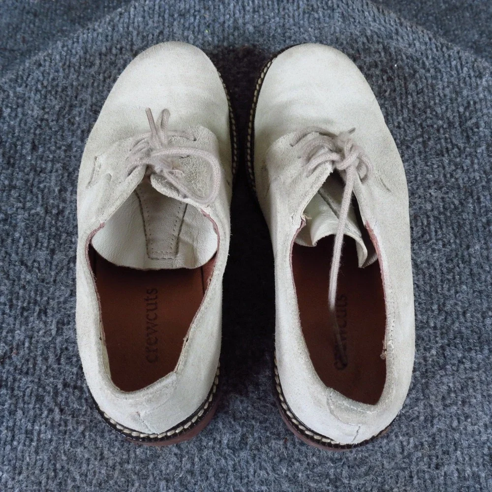 Crewcuts Suede Bucks Kids Oxford Dress Shoes Size 1 Formal Wedding Sand Beige